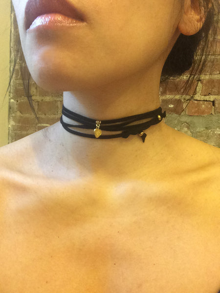 Sweet Heart Black Suede Choker Gena Myint