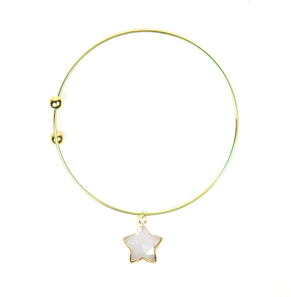 Moonstone Star Charm Adjustable Bangle – Gena Myint