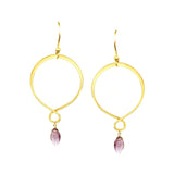 Double Circle With Amethyst Drop Earrings