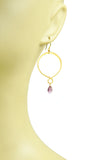 Double Circle With Amethyst Drop Earrings