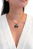 Midnight Sea Snow Flake Agate Fish Necklace