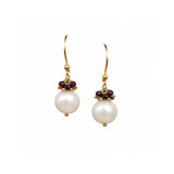 Garnet and Freshwater Pearl Earrings