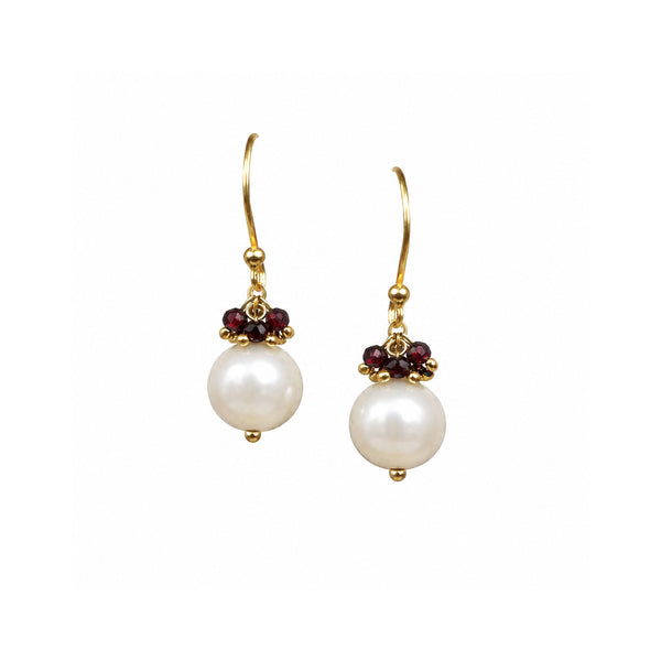 Garnet and Freshwater Pearl Earrings