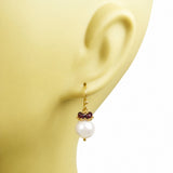 Garnet and Freshwater Pearl Earrings