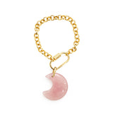 Rose Quartz Moon Bracelet & Purse Charm