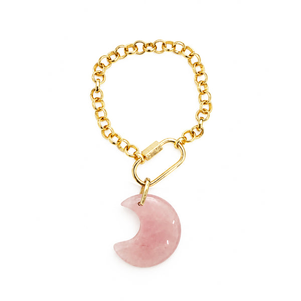 Rose Quartz Moon Bracelet & Purse Charm