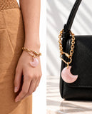 Rose Quartz Moon Bracelet & Purse Charm