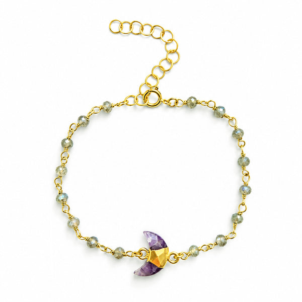 Labradorite and Amethyst Moon Bracelet