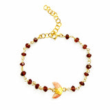 Garnet and Pink Opal Crescent Moon Bracelet