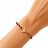 Garnet and Pink Opal Crescent Moon Bracelet