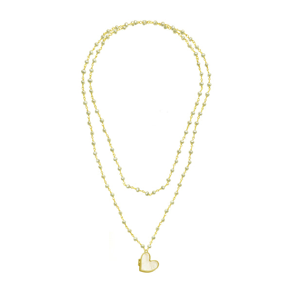 Pearl with Mother of Pearl Locket Necklace