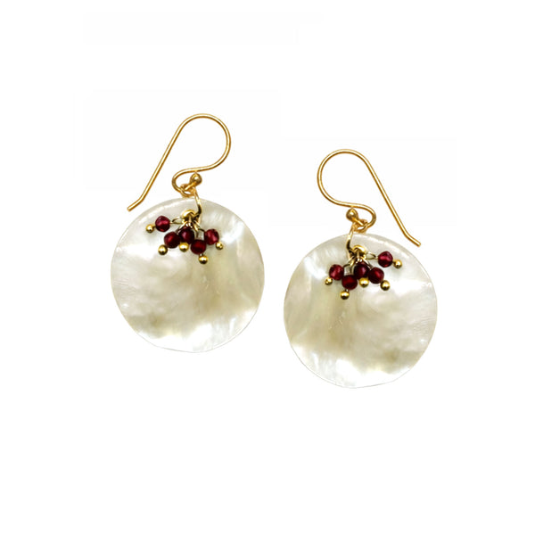 Garnet Shell Earrings