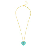 Carved Amazonite Heart with White Topaz Center Necklace