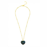 Carved Labradorite Heart with Aquamarine Center Necklace