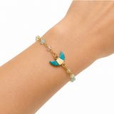 Aquamarine and Turquoise Crescent Moon Bracelet
