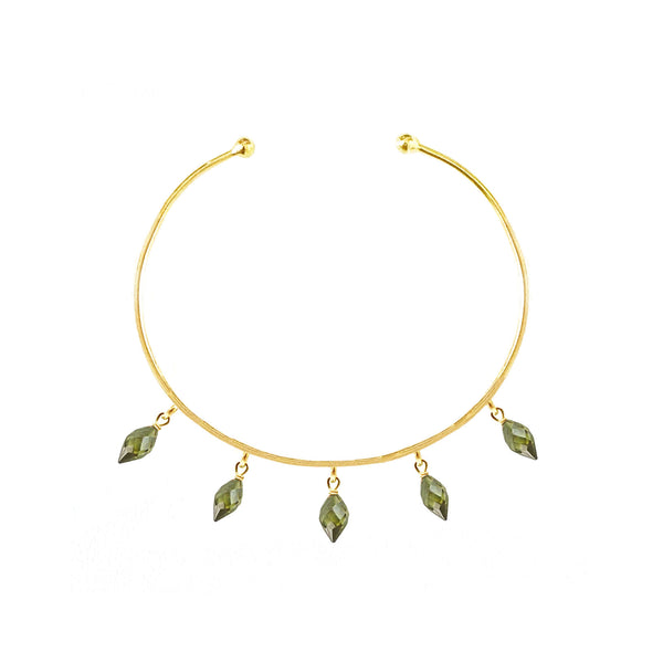 Green Tourmaline Cuff Adjustable Bangle