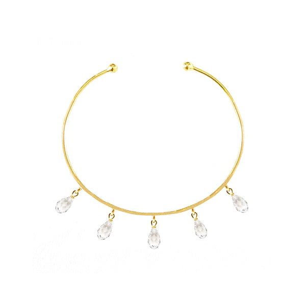 White Topaz Cuff Adjustable Bangle