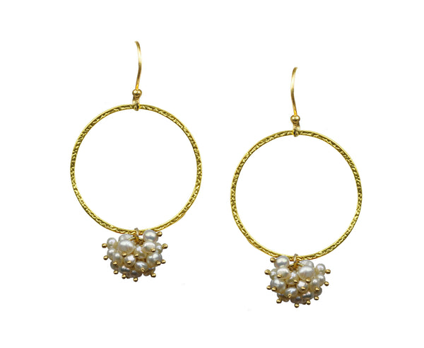 Circle With Pearl Cluster Earrings