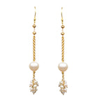 Double Pearl Dangle Vermeil Earrings