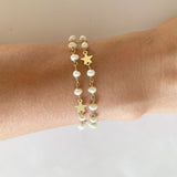Freshwater Pearl and Star Charm Bracelet