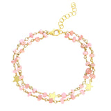 Pink Rhodocrosite and Star Charm Bracelet