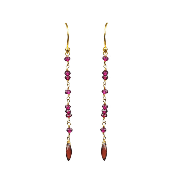 Garnet Linear Vermeil Earrings