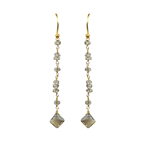 Smoky Topaz Linear Vermeil Earrings