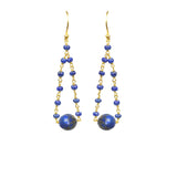 Lapis Lazuli Pearl Pendulum Vermeil Earrings