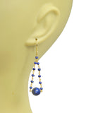 Lapis Lazuli Pearl Pendulum Vermeil Earrings