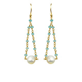 Aquamarine Pearl Pendulum Vermeil Earrings