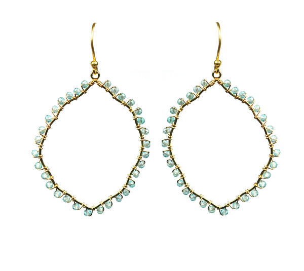 Aquamarine Organic Hoop Vermeil Earrings