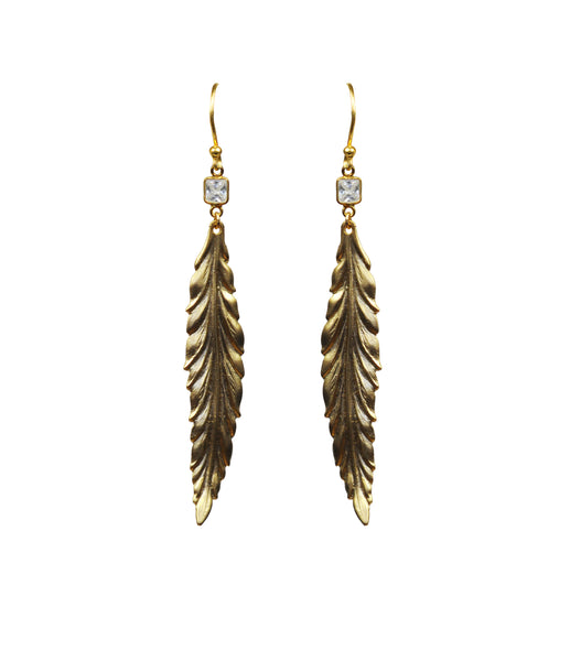 White Topaz Gold Leaf Vermeil Earrings