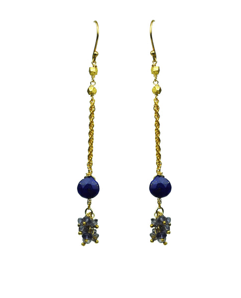 Lapis Lazuli And Iolite Cluster Vermeil Earrings