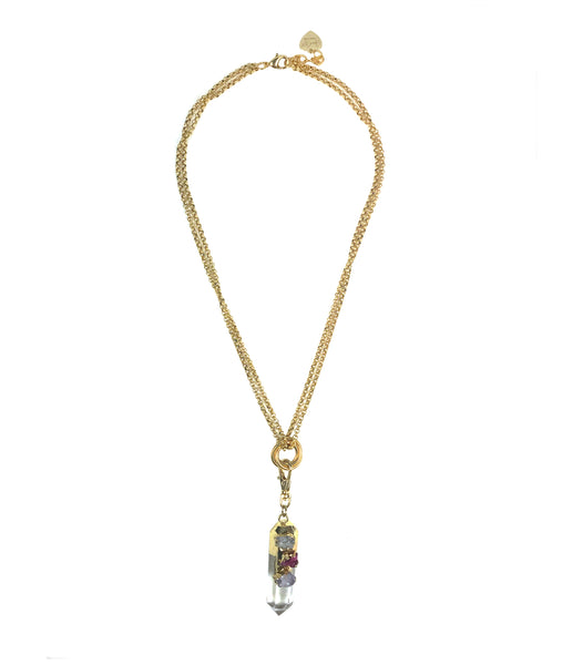 Double Charmer Crystal Pendant Necklace