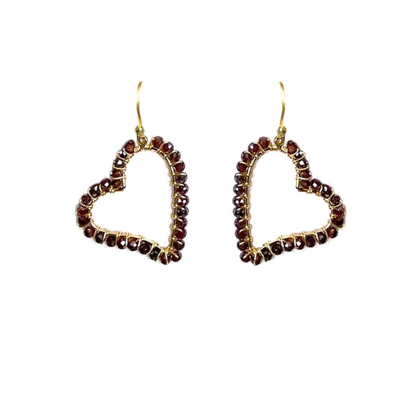 Garnet Heart Earrings