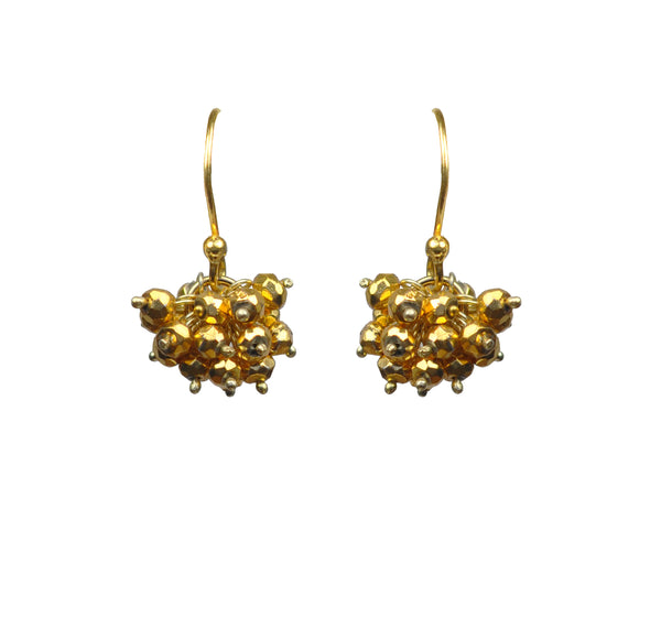 Gold Pyrite Cluster Vermeil Earrings