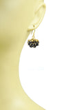 Black Spinel Gold Nugget Cluster Vermeil Earrings