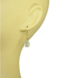 Green Amethyst Carved Leaf Vermeil Earrings