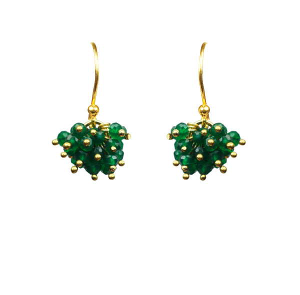 Green Onyx Cluster Vermeil Earrings