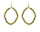 Green Tourmaline Organic Hoop Vermeil Earrings