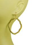 Green Tourmaline Organic Hoop Vermeil Earrings