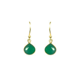 Green Onyx Bezel Drop Earrings