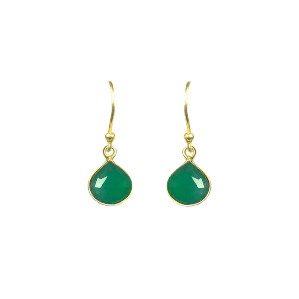 Green Onyx Bezel Drop Earrings