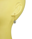 Grey Moonstone Carved Leaf Vermeil Earrings