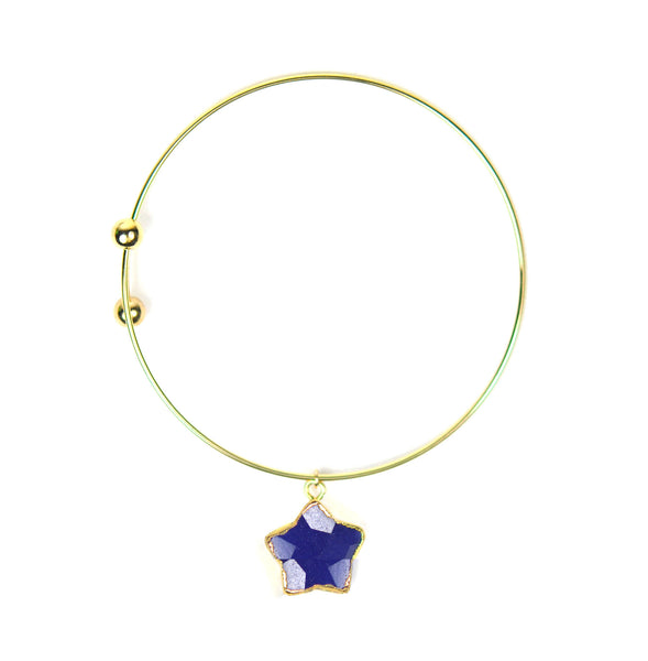 Lapis Lazuli Star Charm Adjustable Bracelet