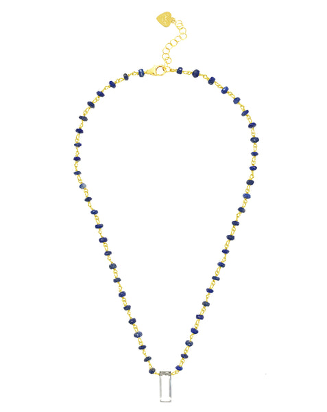 Lapis Lazuli With White Topaz Pendant