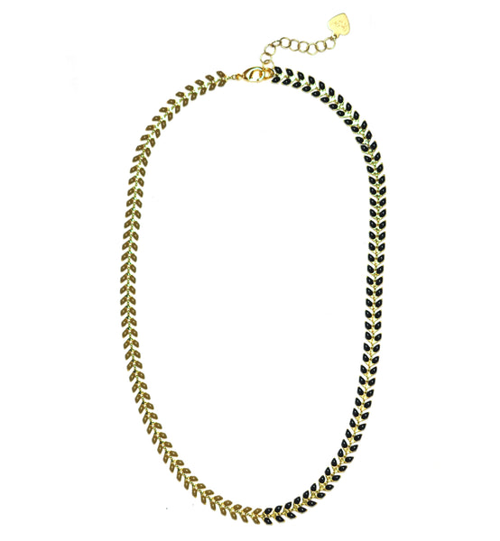 Olive And Black Enamel Chevron Chain