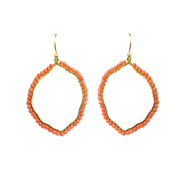 Coral Organic Hoop Vermeil Earrings