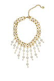 Pearl Woven Chain Bib Necklace