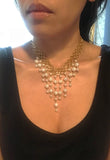 Pearl Woven Chain Bib Necklace